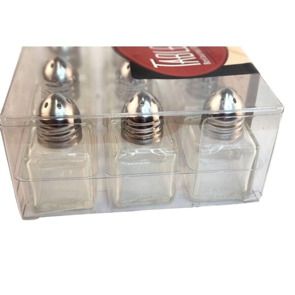 TableCraft Salt & Pepper Collection 12 Mini Shaker Sets Glass/Silver Finish Comp - Picture 4 of 7